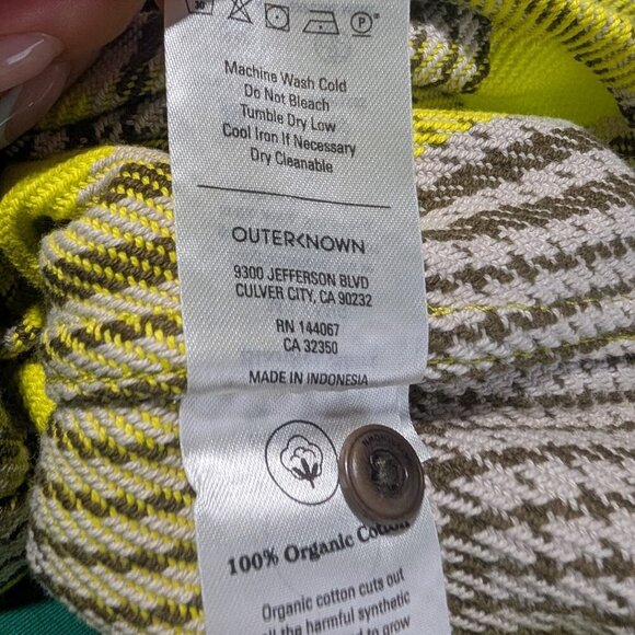 Outerknown | Women's Blanket Shirt In Electric Lime Jones Plaid - Picture 12 of 16